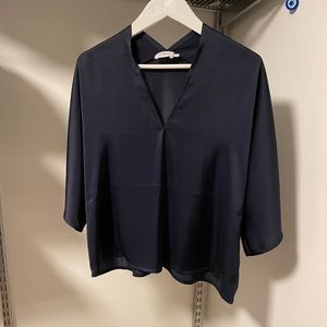 The Reset navy silk dolman sleeve blouse